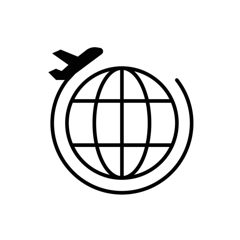 Globe and plane travel icon. Travel concept. Airplane symbol design vector