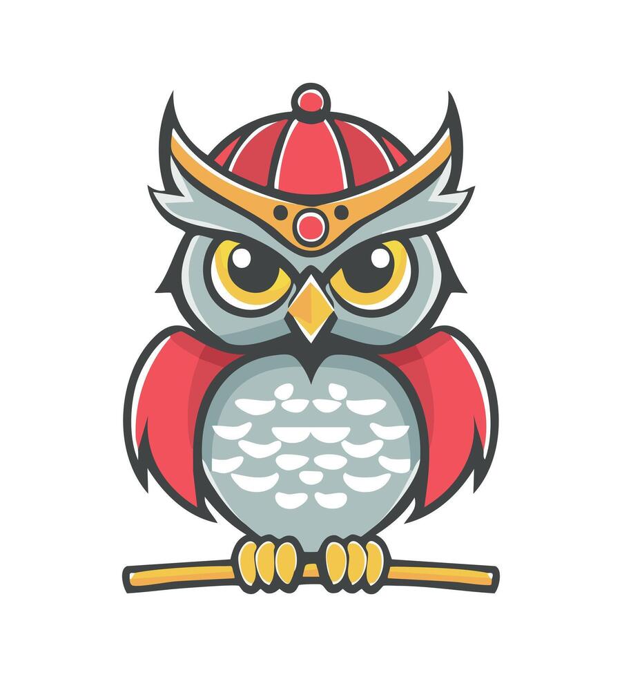 Owl Japanese Samurai logo vector