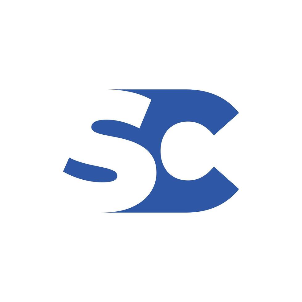 Minimalist blue SC letter logo design on a clean white background. Ideal for branding, corporate identity, and modern graphic design projects showcasing simplicity and professional aesthetics. vector