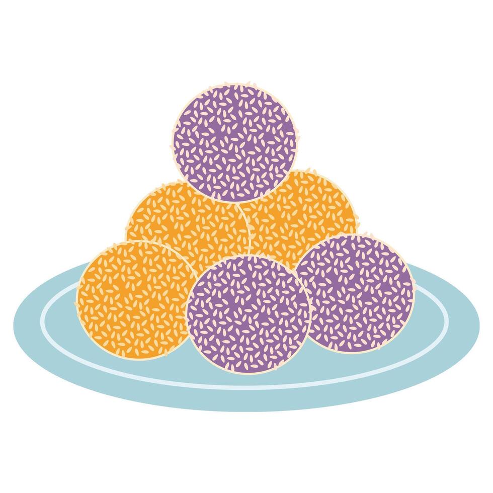 Ube Buchi, a Filipino dessert or snack vector