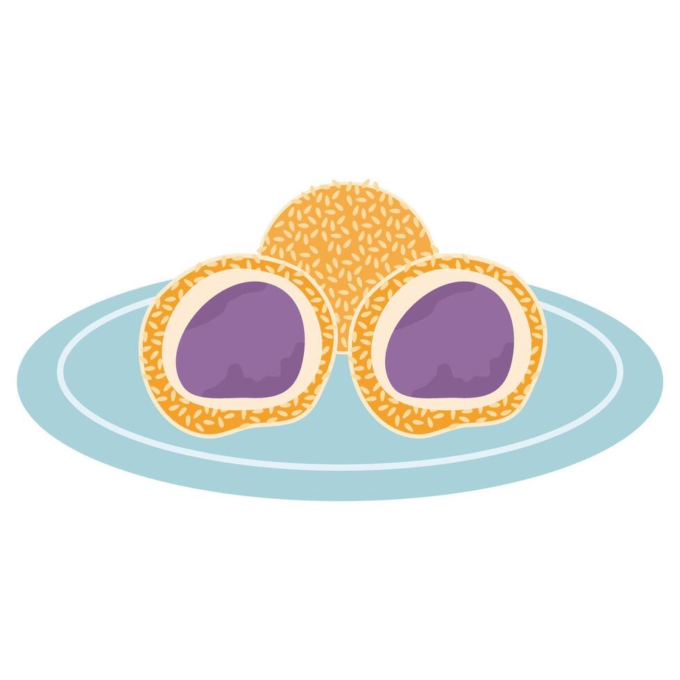 ube halaya filipino flavor sesame seed vector