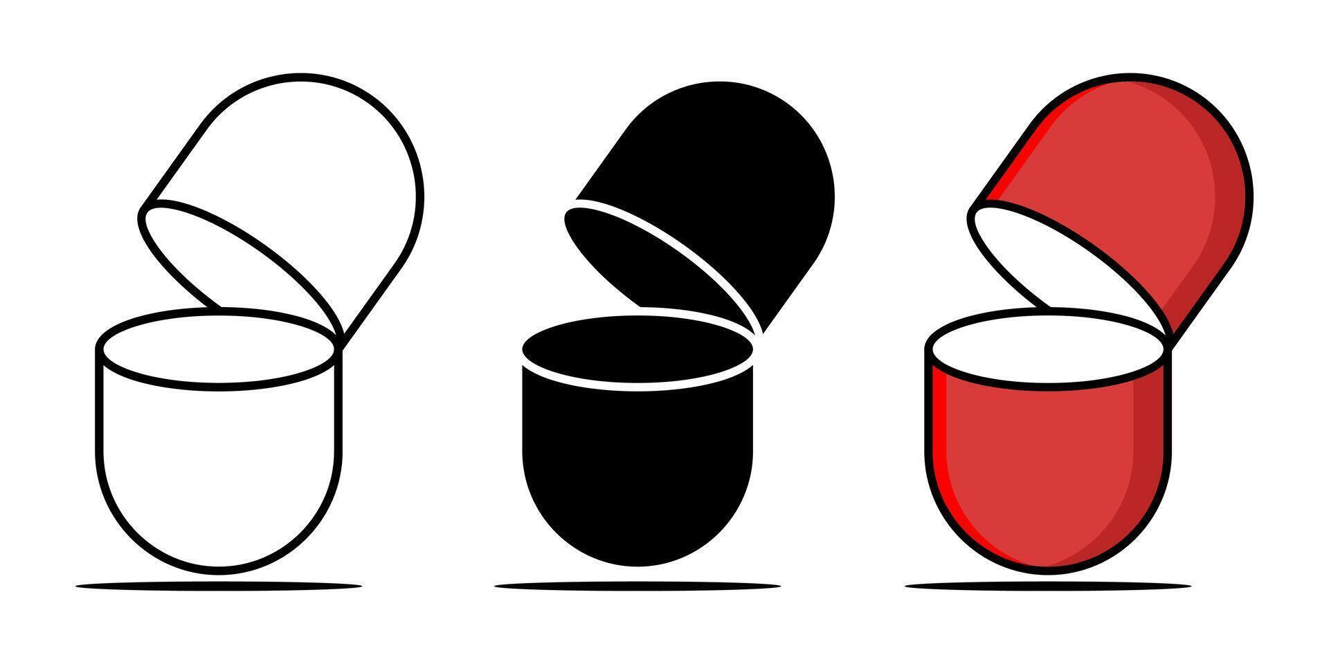 set of medicine capsule icons, open capsule. trendy and modern design vector