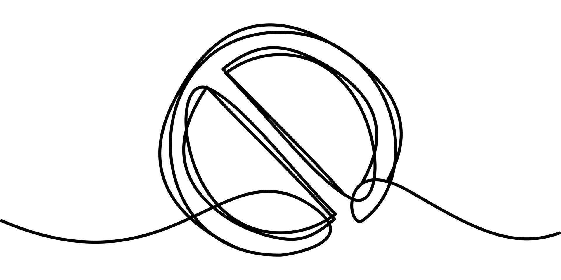 continuous line drawing of Prohibition symbol. abstract line art illustration vector