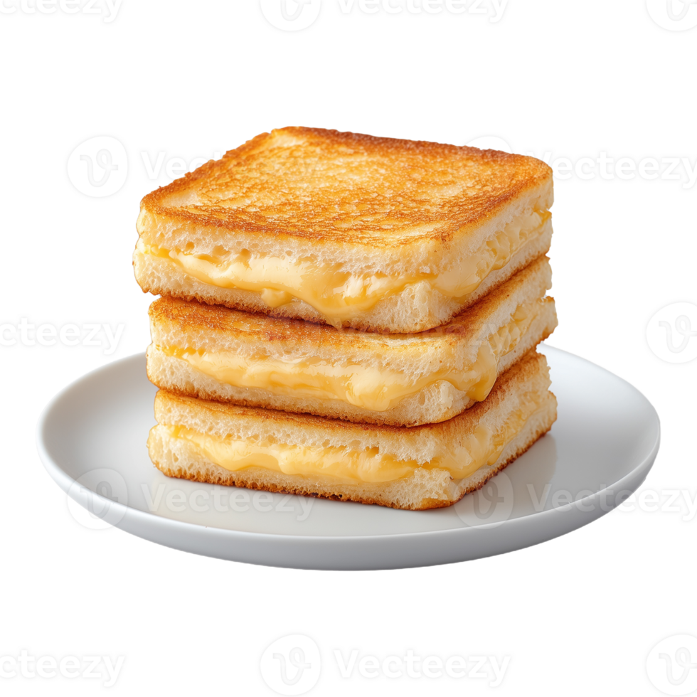 Deliciously toasted grilled cheese sandwich stack on transparent background png