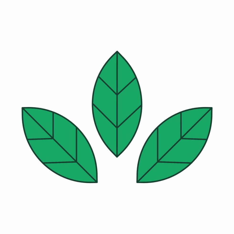Green leaves. Graphic is simple, clean, and vibrant, ideal for nature-themed designs and eco-friendly projects vector