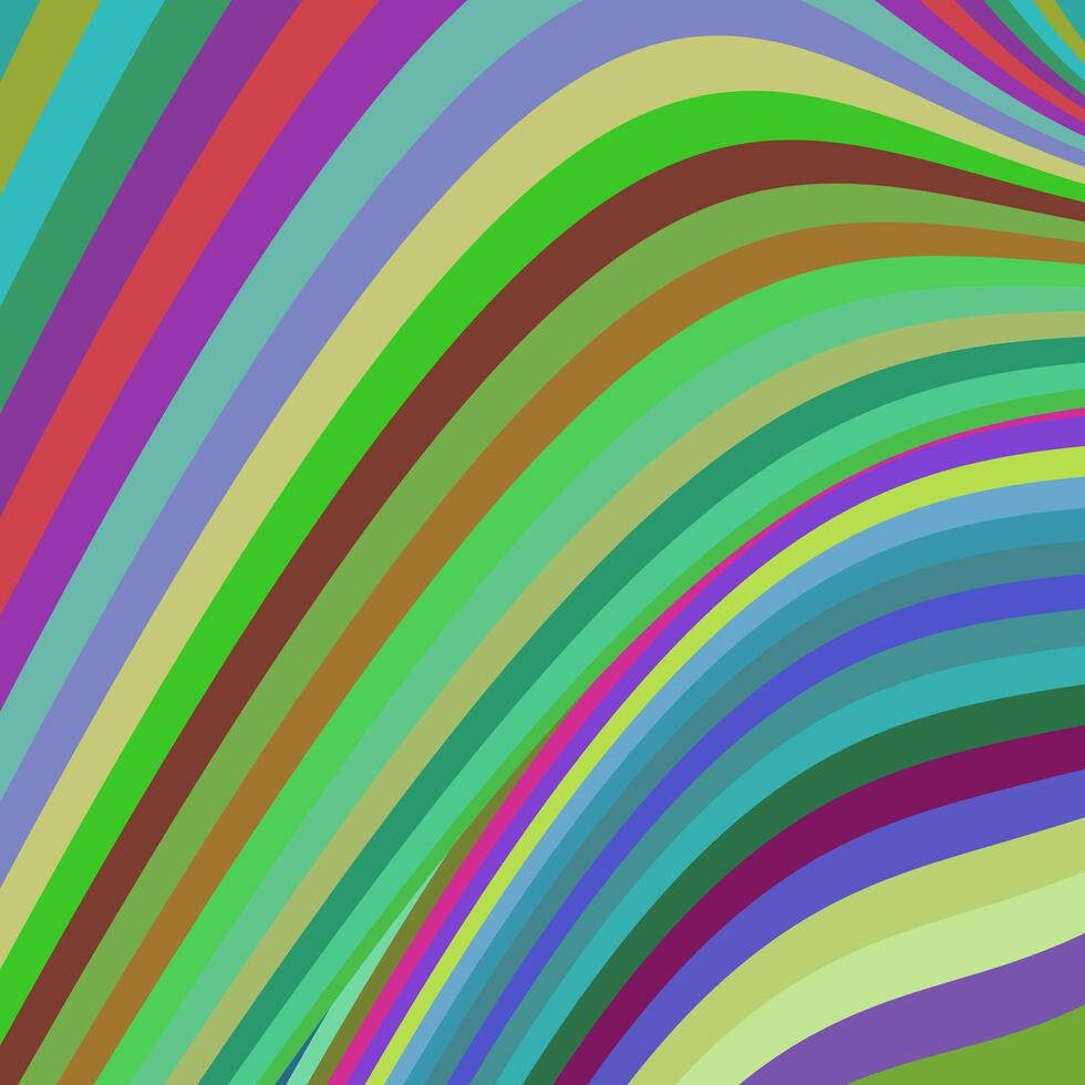 A playful abstract artwork, featuring undulating colorful lines that flow smoothly diagonally across the canvas. The vivid color spectrum creates a vibrant and dynamic visual effect. vector