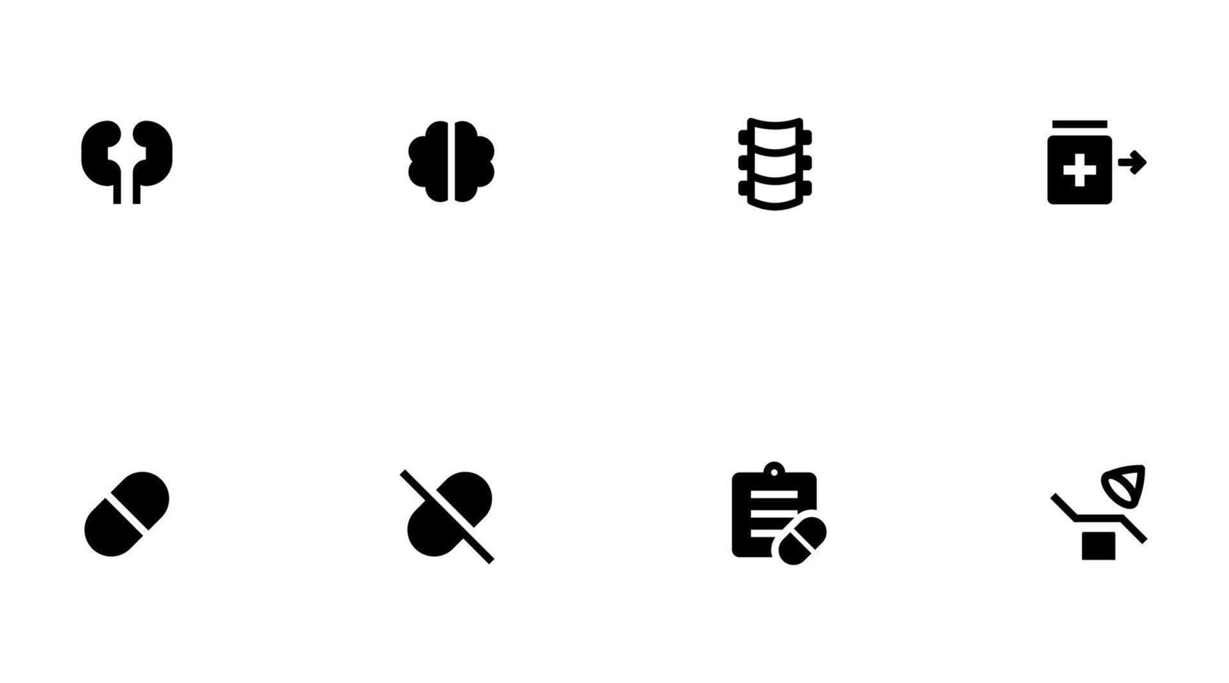 Pills icon collection. Medical symbols. Solid and bold. Minimal and modern symbols. Eps 10. vector