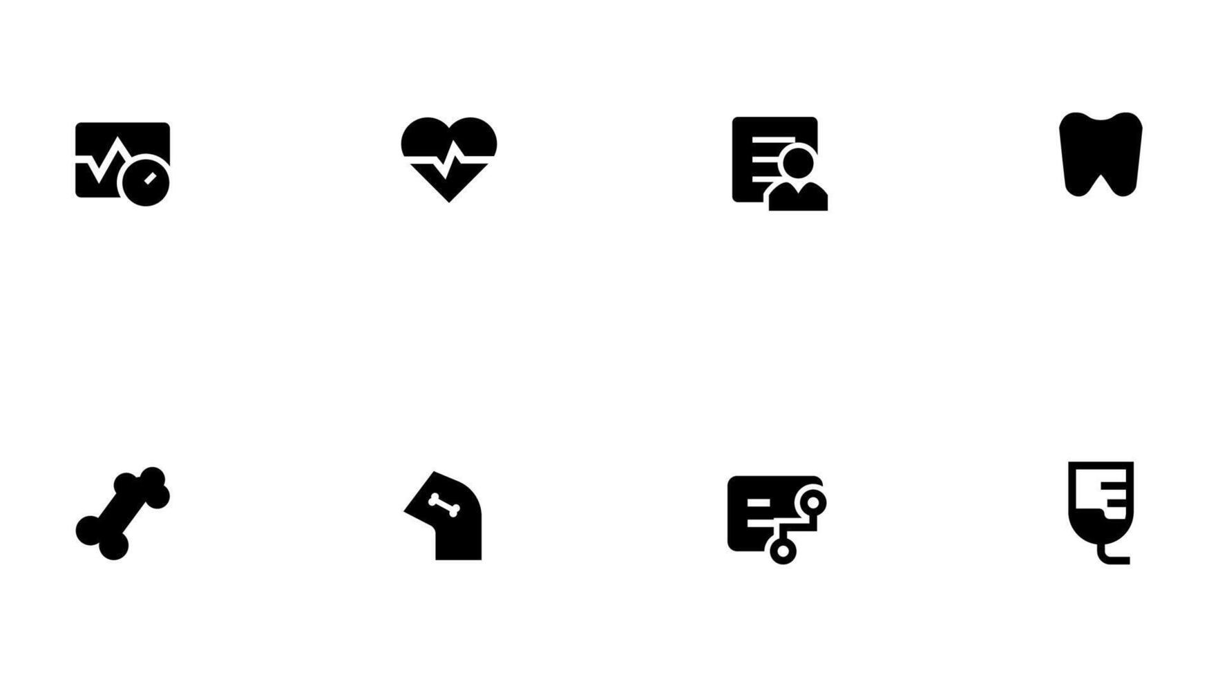 Heart icon collection. Medical symbols. Solid and bold. Minimal and modern symbols. Eps 10. vector