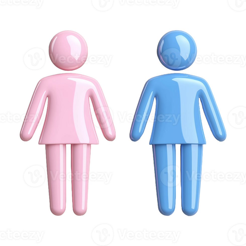 Colorful gender symbols in pink and blue on transparent background png