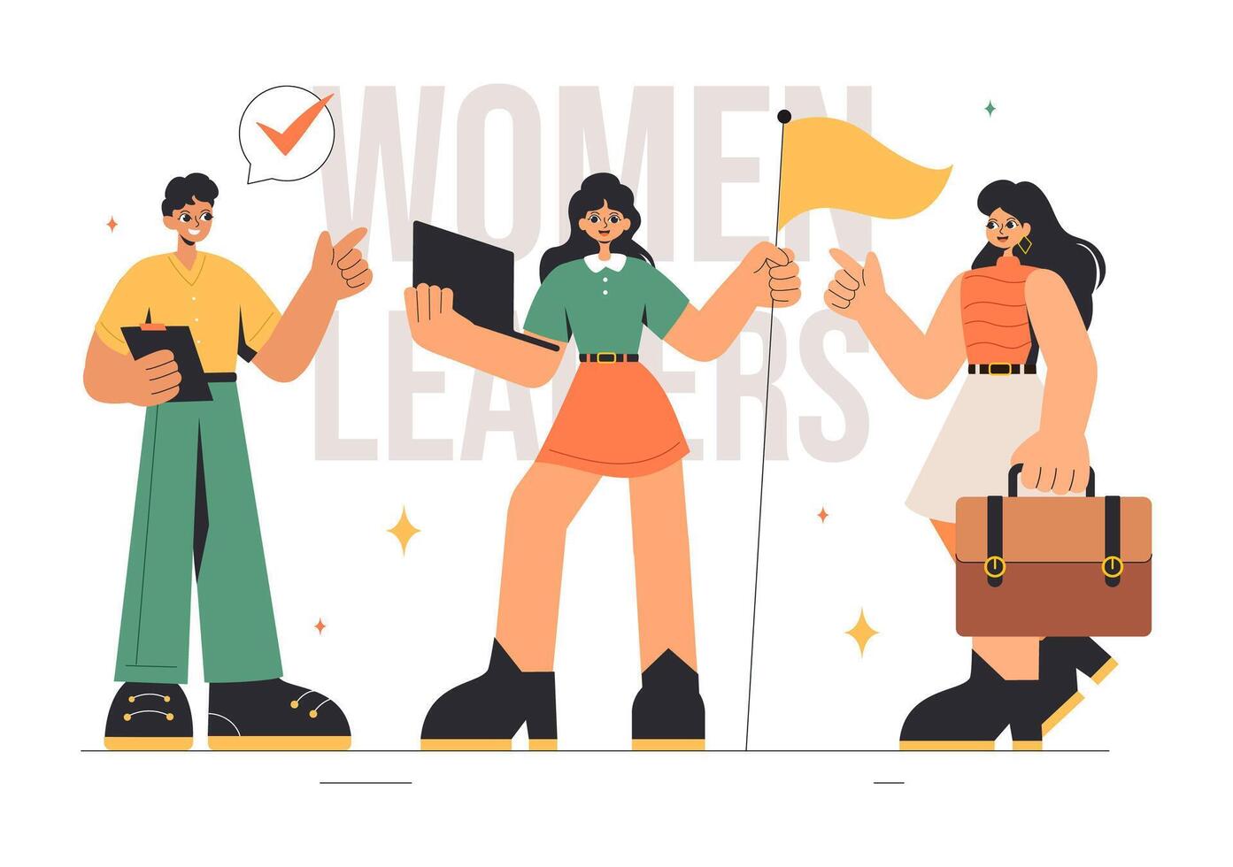 Female Leadership Design Featuring Women in Business and Achievement-Oriented Discussions vector
