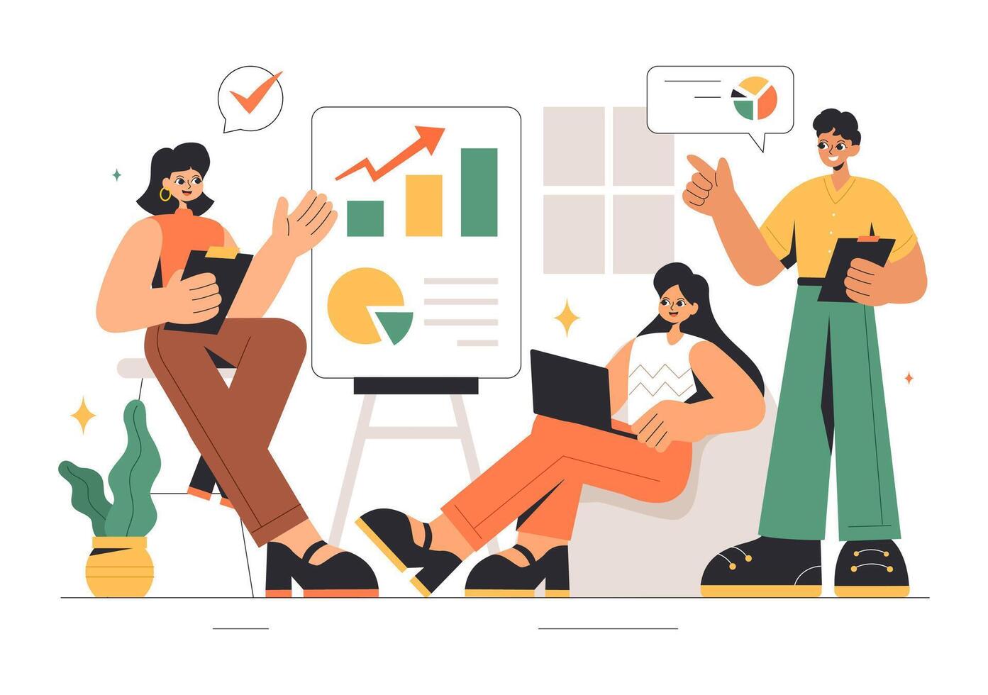 Illustration of Female Leaders in Business and Corporate Meetings for Career and Goal Achievements vector