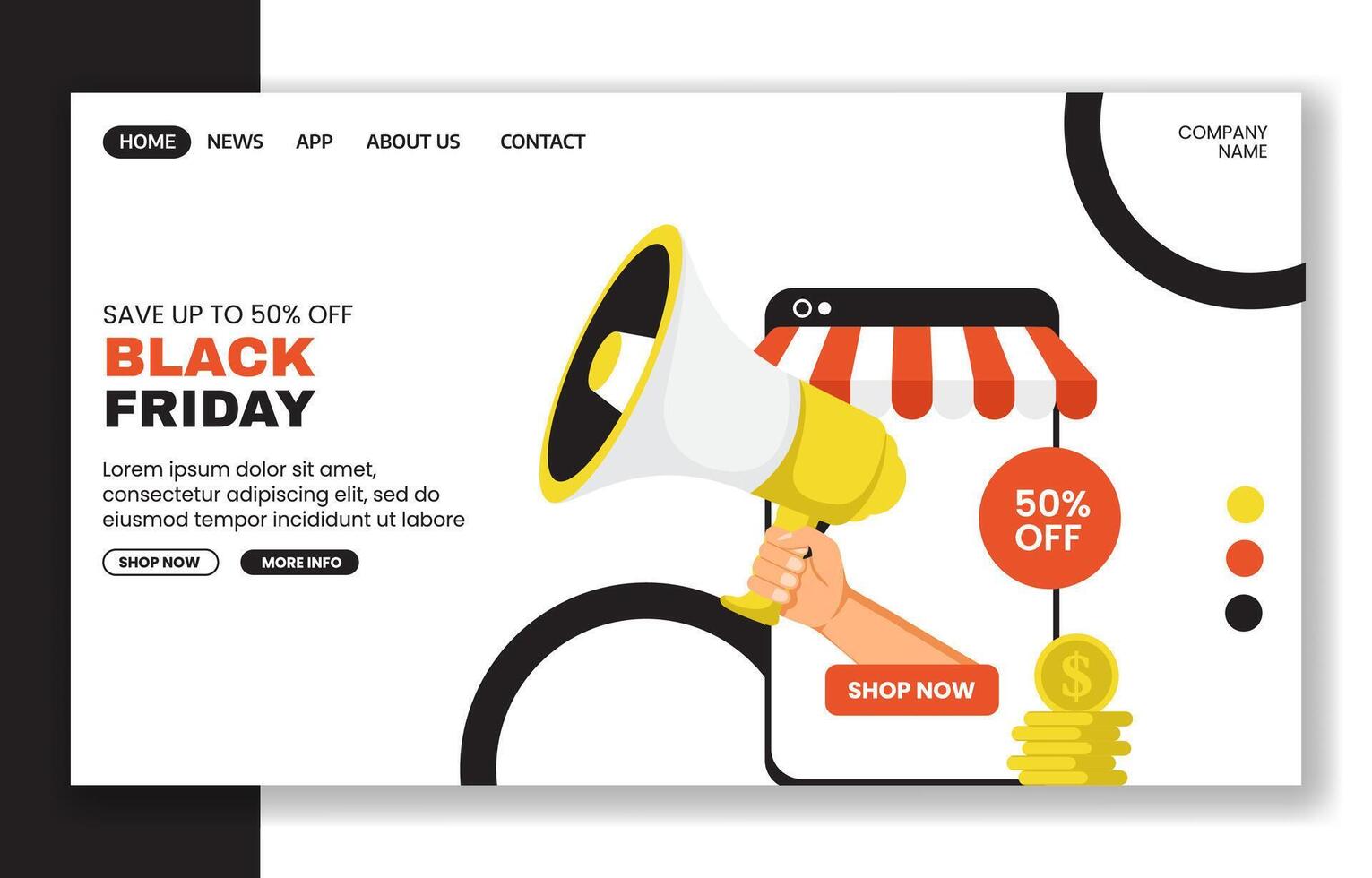 Black Friday Shopping Event Templates for Social Media Landing Page Design vector