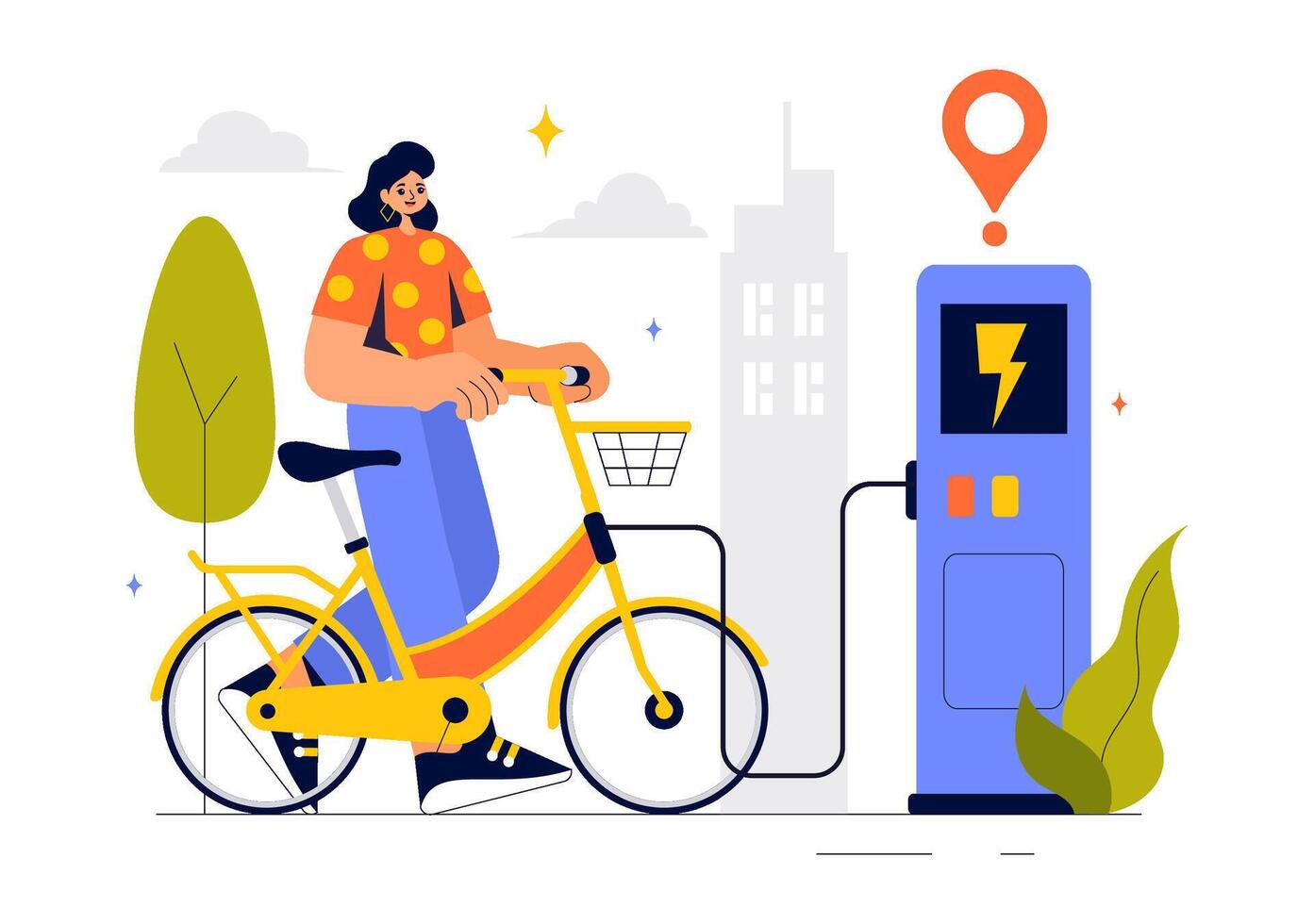 Illustration of a Smart Bike with Mobile Tracking and Navigation Applications vector