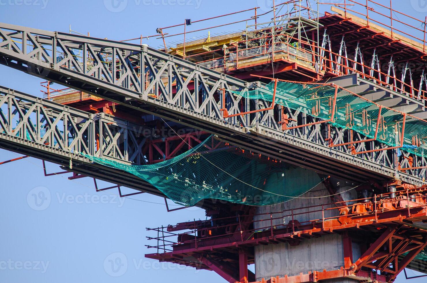 partial view of a bridge structure under construction, viaduct concept photo