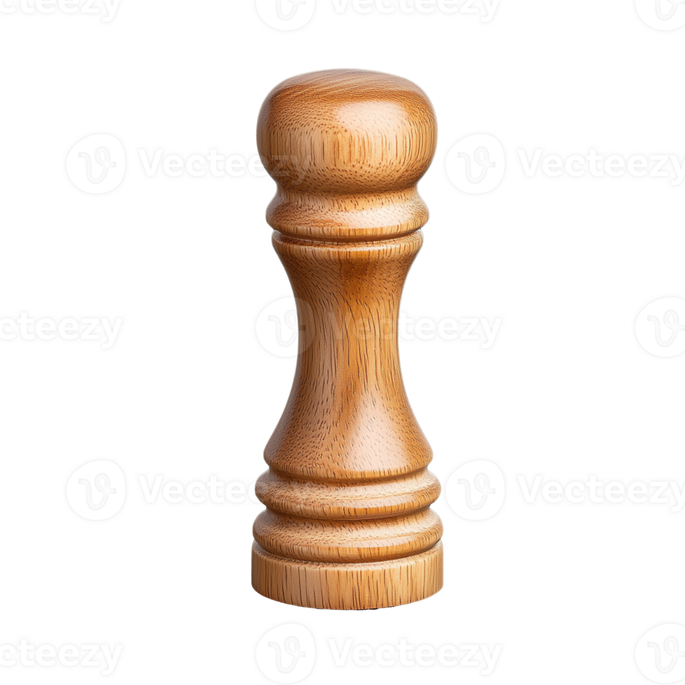Wooden pepper mill standing upright on transparent background png
