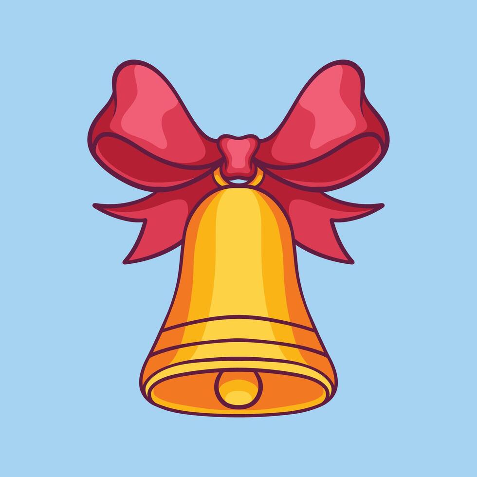 Christmas bells with red ribbon hand drawn illustration vector