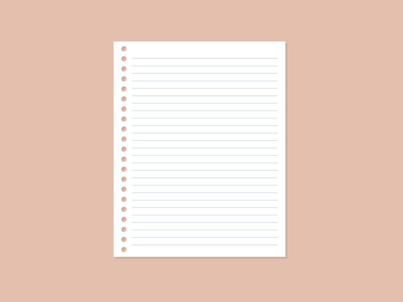 Blank paper sheet with line, plain notebook paper vector