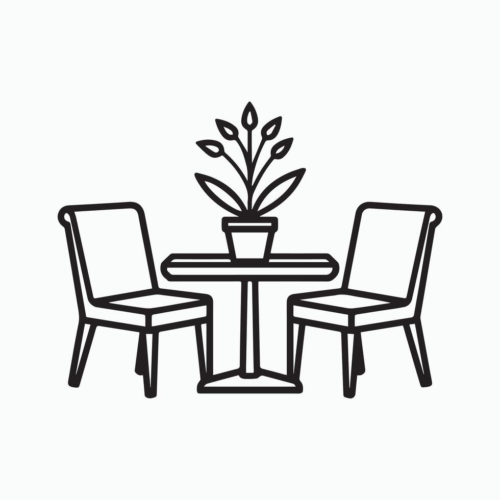 line art Dining table vector