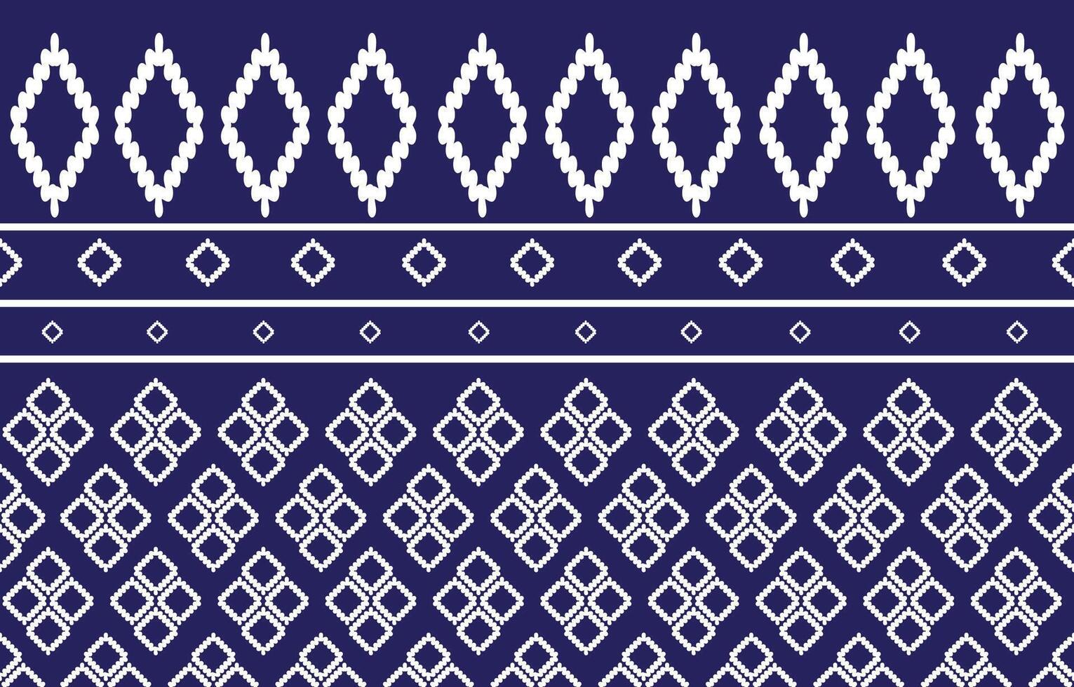 Abstract geometric ethnic patterns. Tribal . Traditional Thai style. Design for background, wallpaper, fabric, textile. pattern color dark blue and white. vector