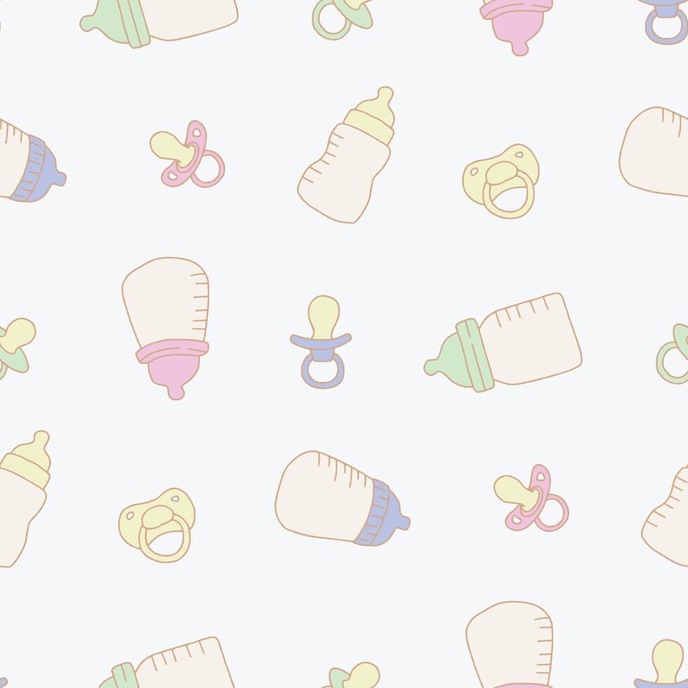 Baby Bottle Pacifier Seamless Pattern illustration Design vector