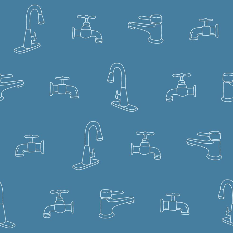 Outline Collection of Faucet Seamless Pattern illustration for Print, Wallpaper, Decoration. vector