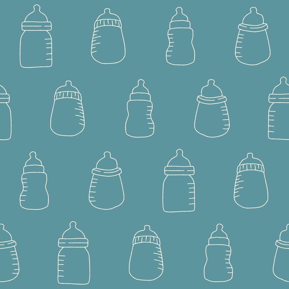 Outline Collection of Baby Bottle Seamless Pattern illustration Design vector