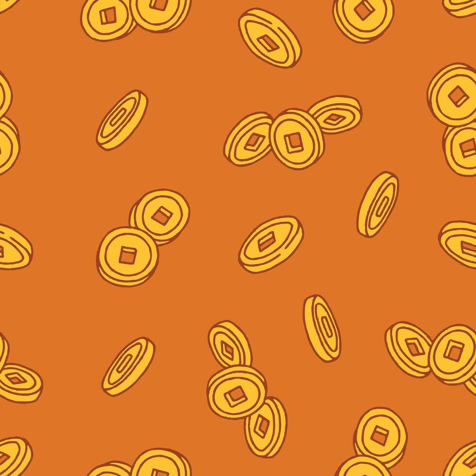 Bunch of Coin Seamless Pattern illustration Design vector