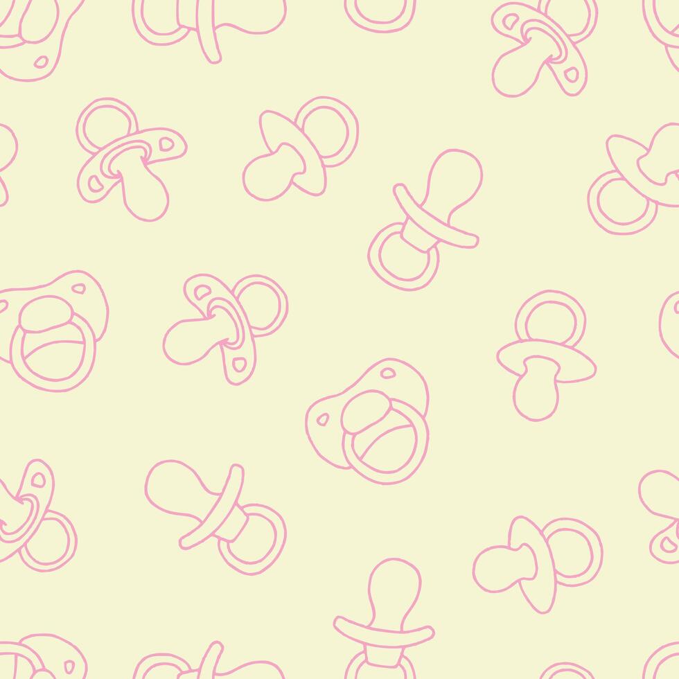 Outline Bunch of Pacifier Seamless Pattern illustration Design vector