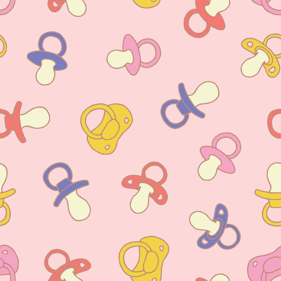 Bunch of Pacifier Seamless Pattern illustration Design vector