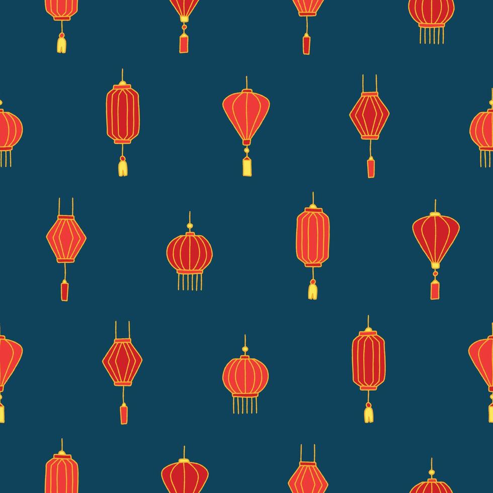 Collection of Lantern Seamless Pattern illustration Design vector