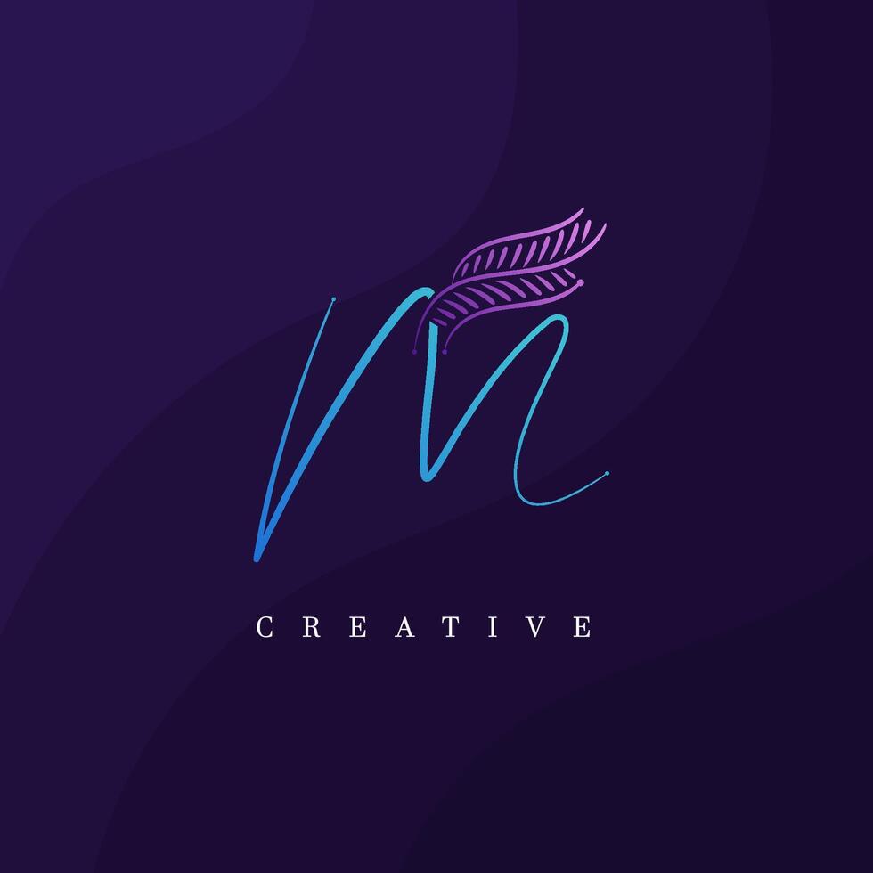 Letter M leaf logo for beauty, fashion, and cosmetics. Beautiful Floral M Botanical Logo vector