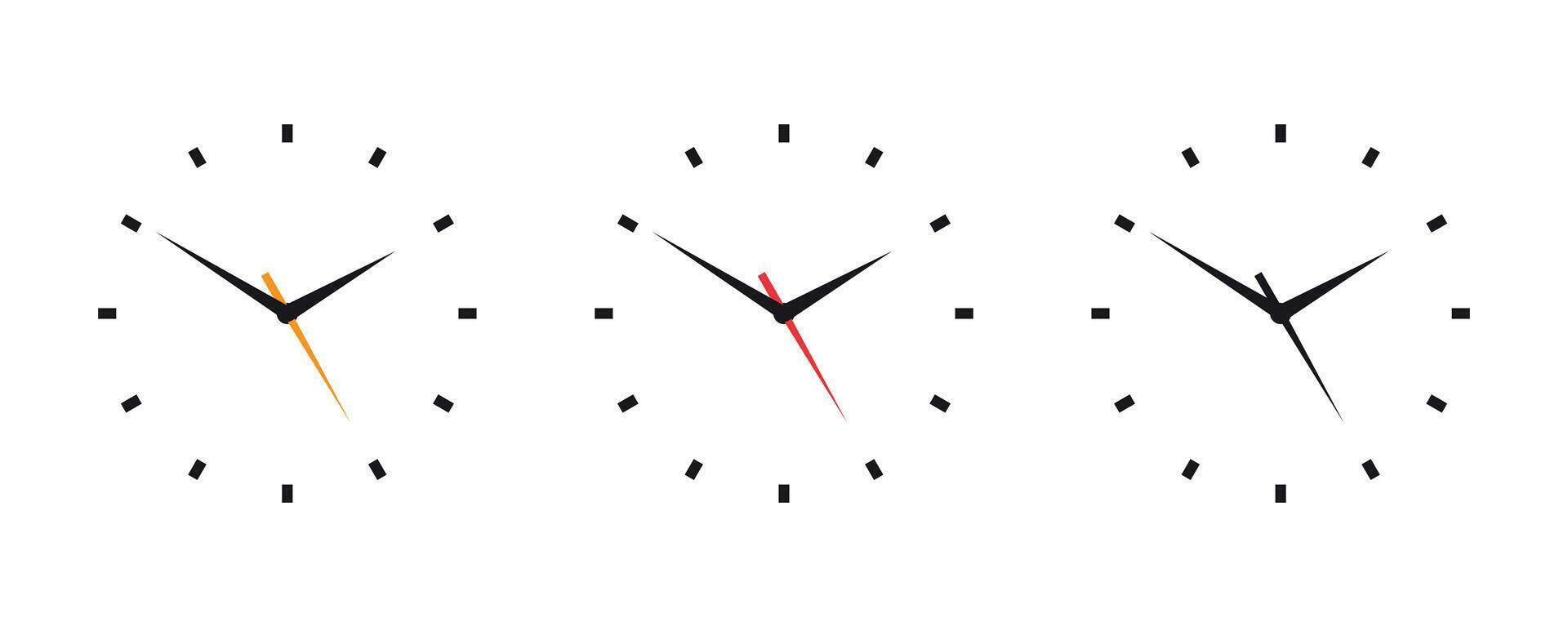 clock face Set. White and black dial clock. Simple minimalistic wall clocks icon vector