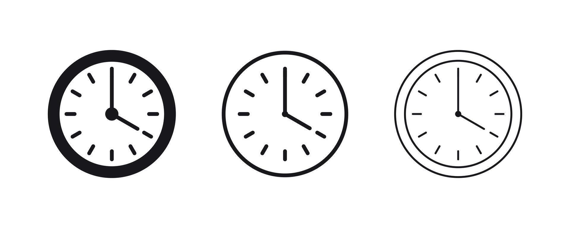 Clock icon set. Analog clock line icon collection. Wall clock icon illutration vector