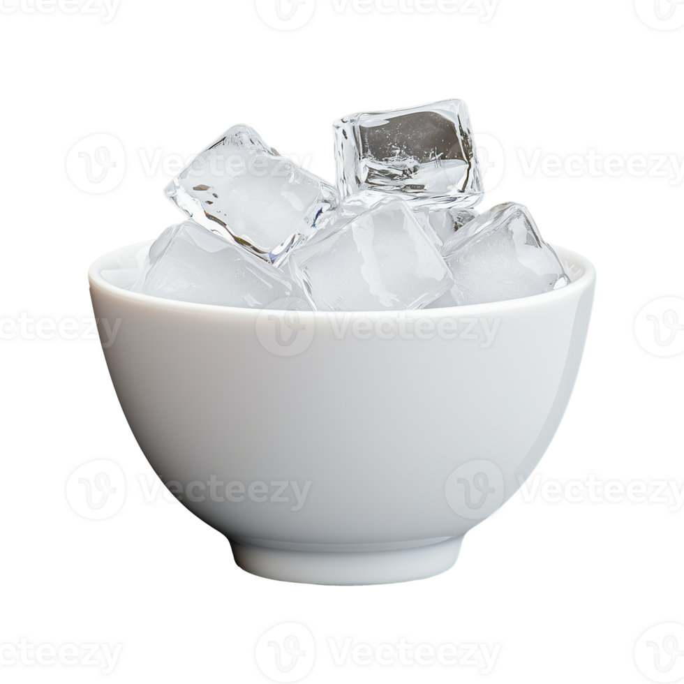 Bowl filled with ice cubes on transparent background png