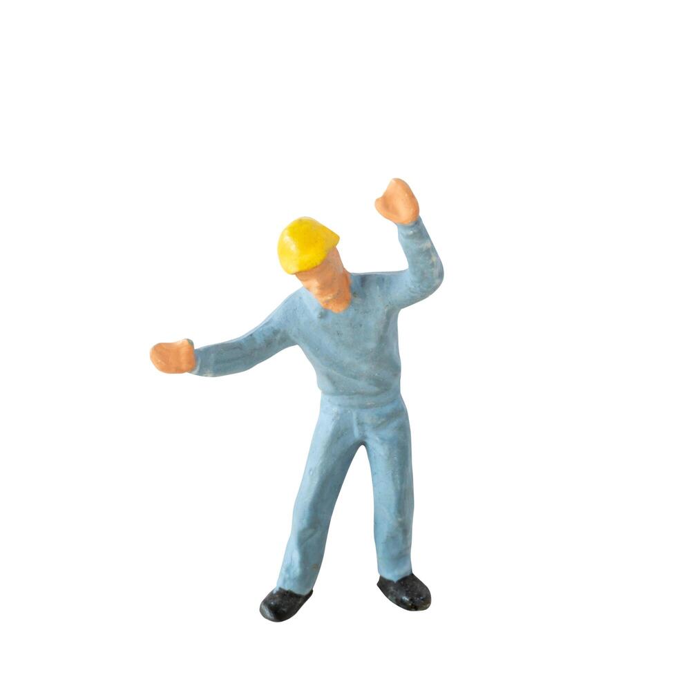Miniature construction worker isolate on white background with clipping path 1 photo