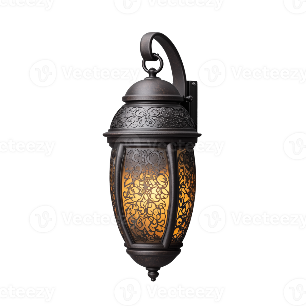 Ornate vintage lantern with intricate patterns on transparent background png