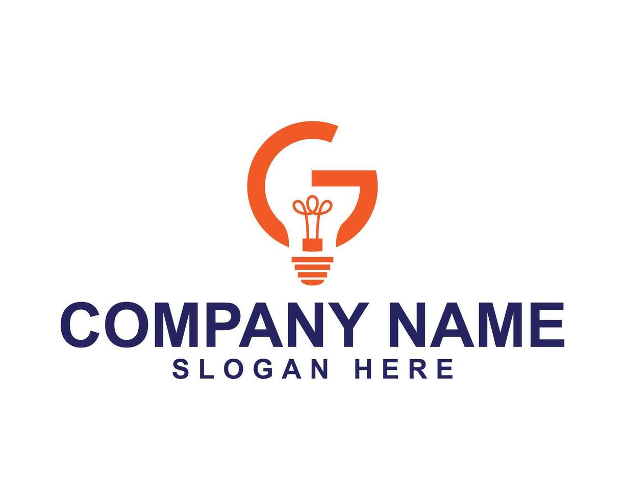 Innovative Electrician Logo Design with Letter G, Light Bulb vector