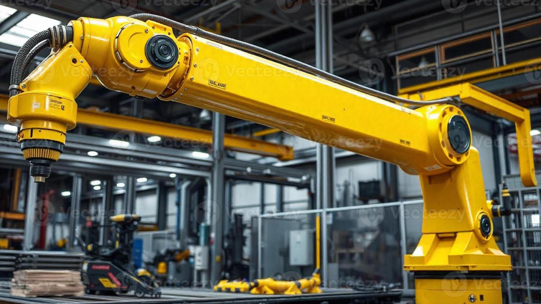 A robotic arm at work in a modern factory. photo