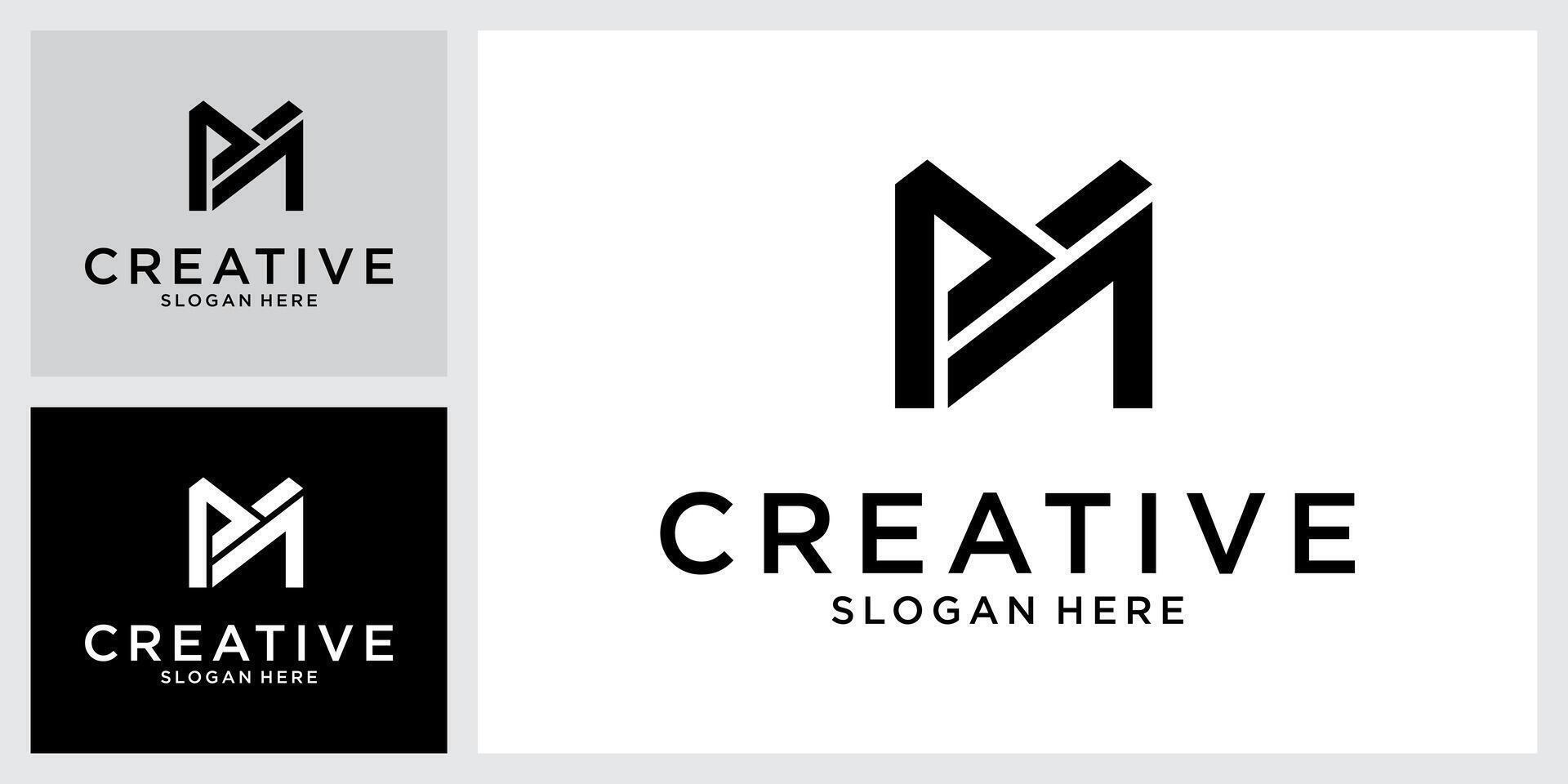 PM or MP initial letter logo design vector