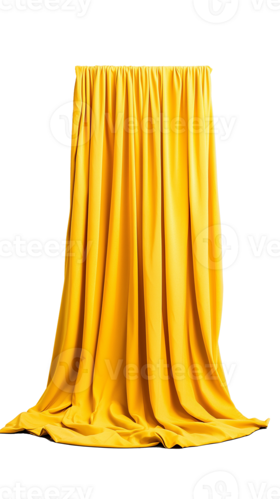 Elegant Yellow Curtain Draped Gracefully on Transparent Background png