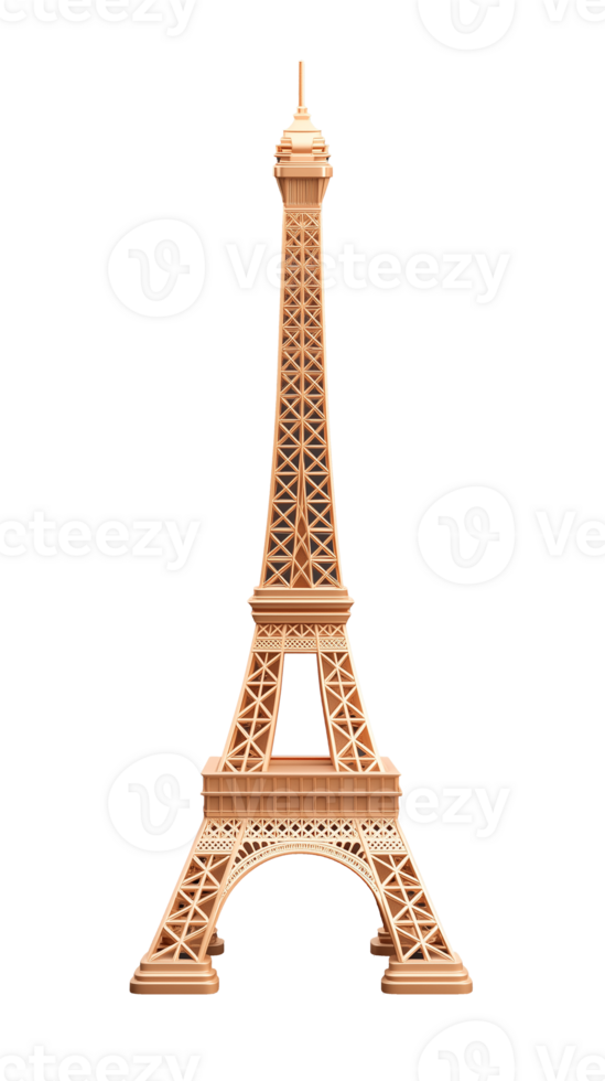 Detailed eiffel tower model with transparent background png