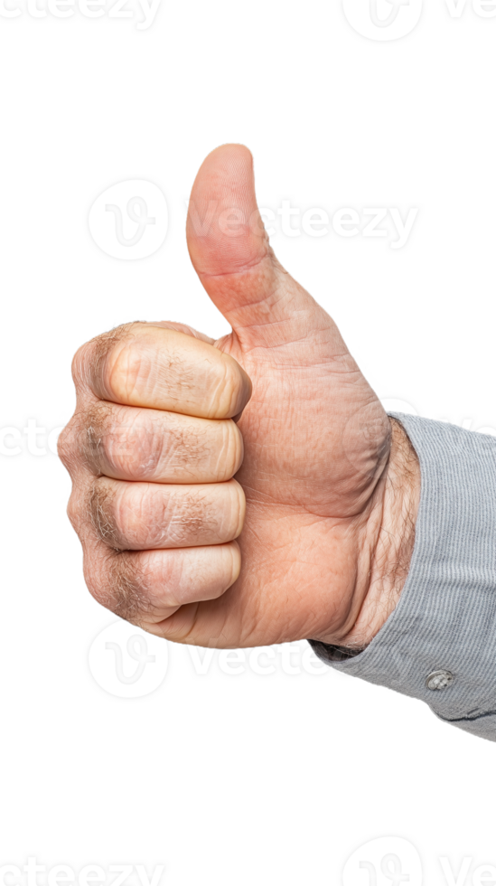 Close-up of hand giving thumbs up gesture on transparent background png