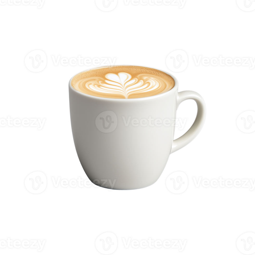 Elegant Latte Art in White Mug png