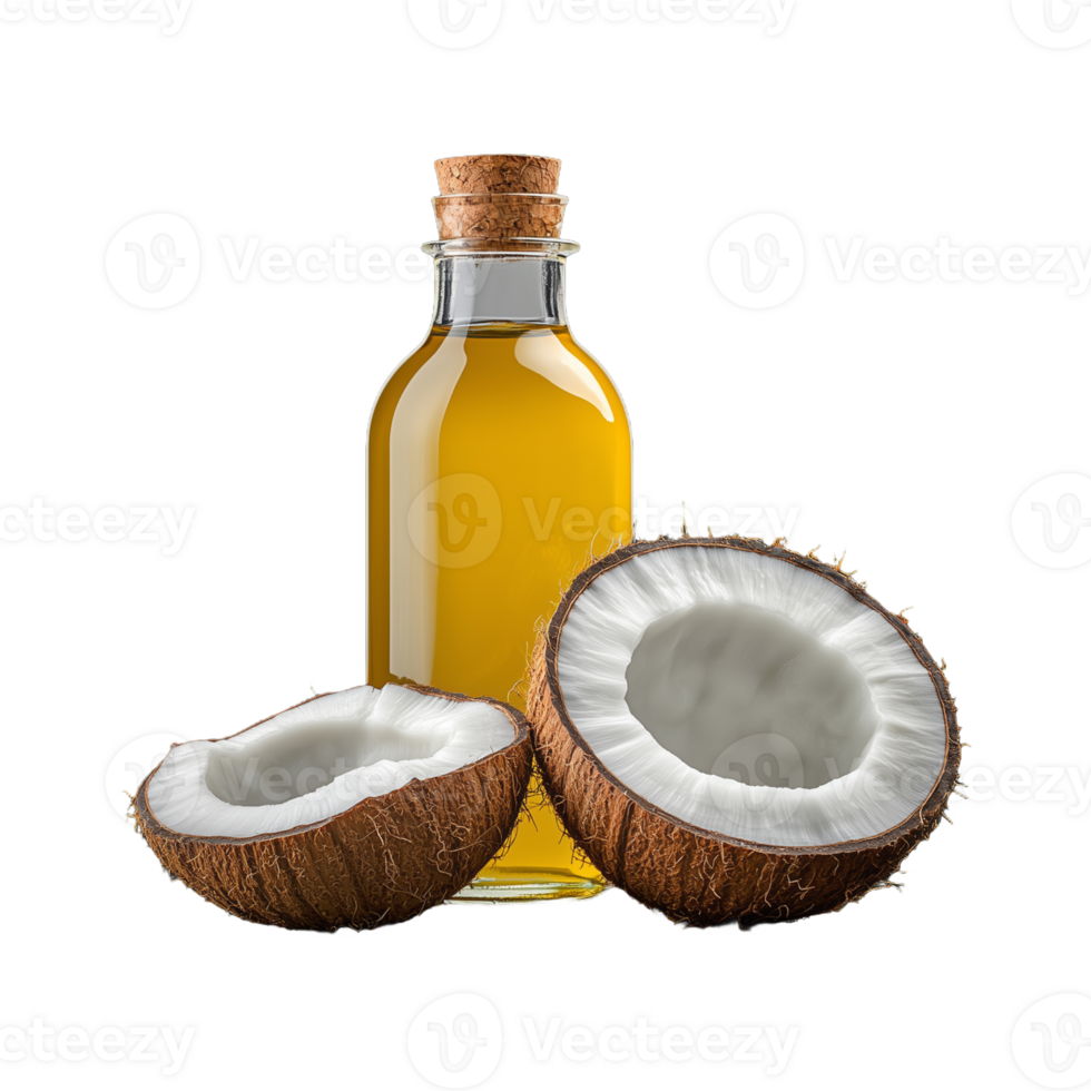 Coconut Oil with Fresh Coconut Halves png