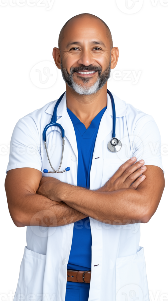 Confident Doctor Posing with Stethoscope png