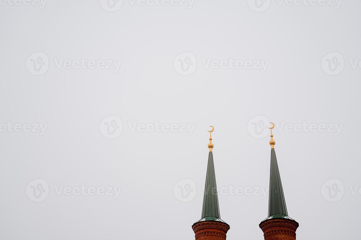 Two tall buildings with gold spires photo