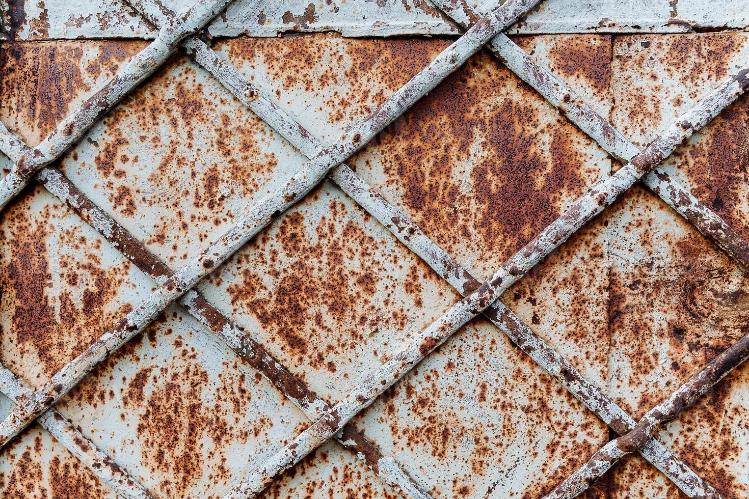 pattern rusty rhombus. old door surface. worn metal background photo