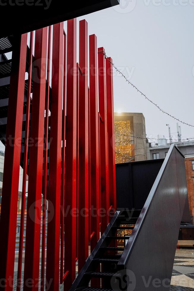 stairs in an urban environment. the concept of minimalism of urban protransva, art object, stairs going up photo