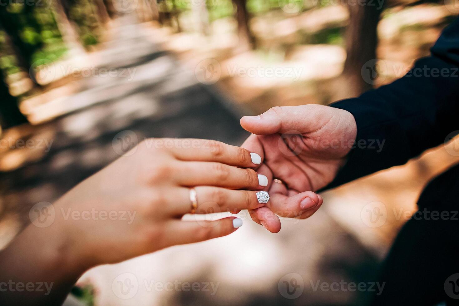 Close-up of a woman and a man holding out their hands, two people holding hands. The symbol is a sign of sincere feelings, a loved one. the concept of true friendship, outdoors photo
