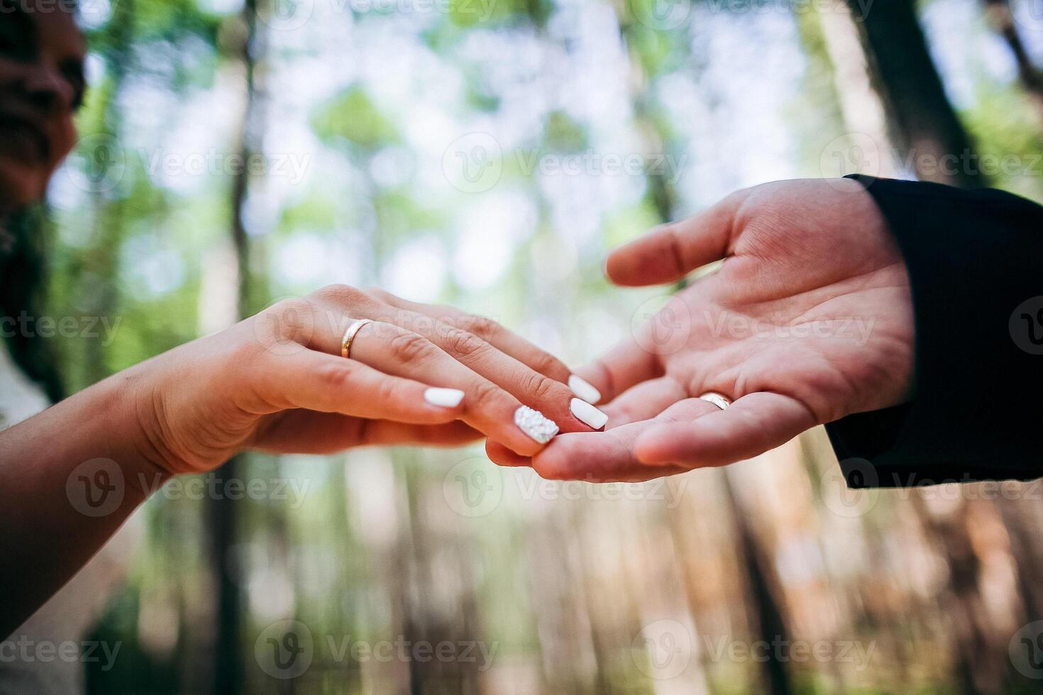 Close-up of a woman and a man holding out their hands, two people holding hands. The symbol is a sign of sincere feelings, a loved one. the concept of true friendship, outdoors photo